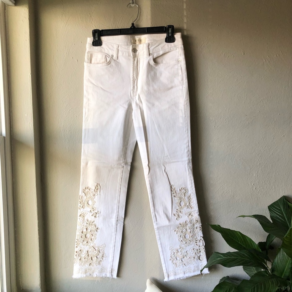 We The Free White Cutout Embroidered Jeans